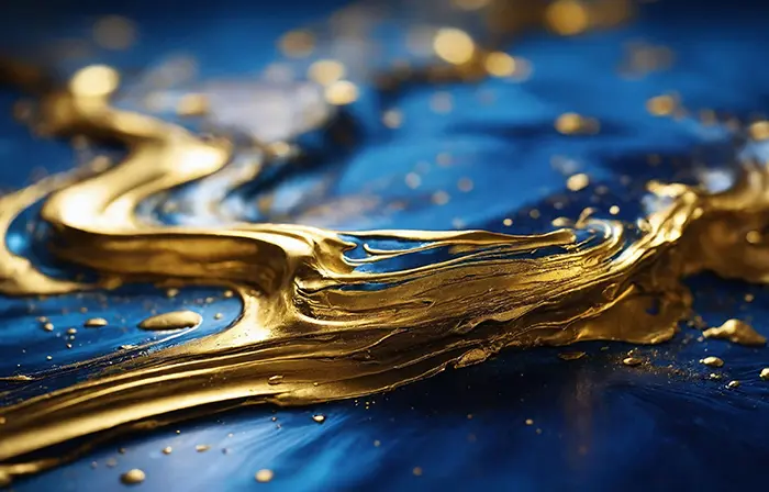 Golden Swirls on Blue Texture
